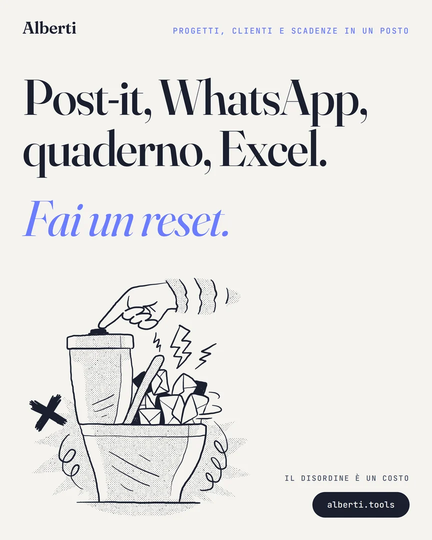 Post-it, WhatsApp, quaderno, Excel. Fai un reset.